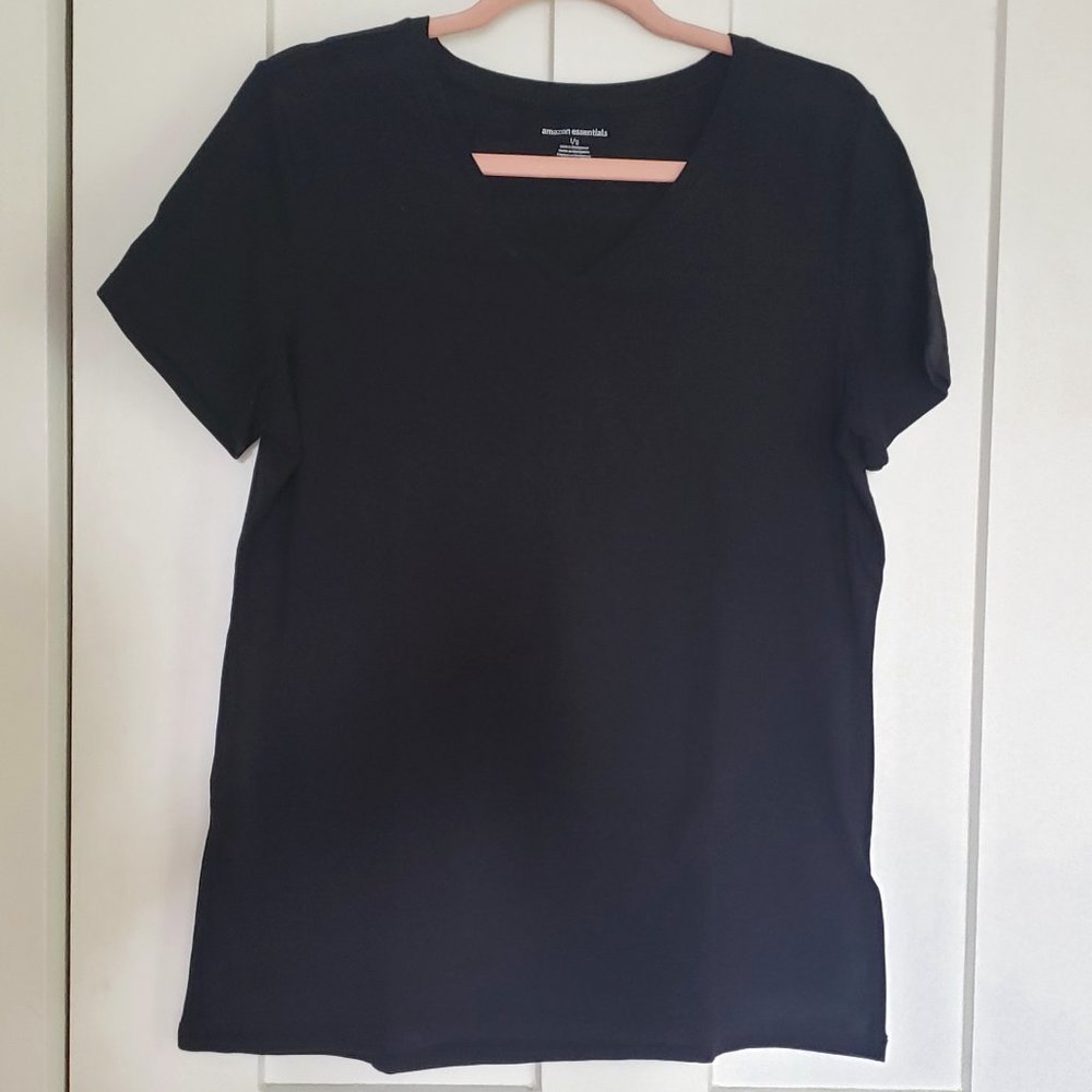 Amazon Essentials Black V-Neck T-Shirt